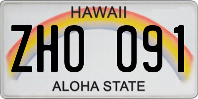 HI license plate ZHO091