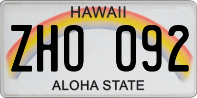 HI license plate ZHO092