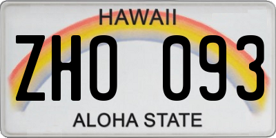 HI license plate ZHO093