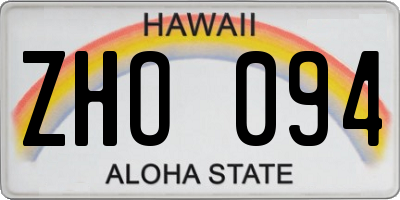 HI license plate ZHO094