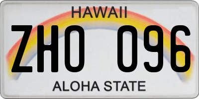 HI license plate ZHO096