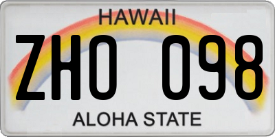 HI license plate ZHO098