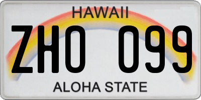 HI license plate ZHO099