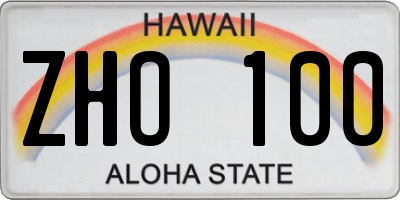 HI license plate ZHO100