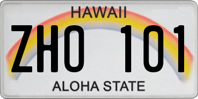 HI license plate ZHO101