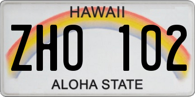 HI license plate ZHO102