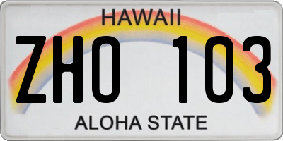 HI license plate ZHO103