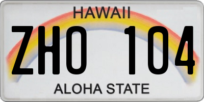 HI license plate ZHO104