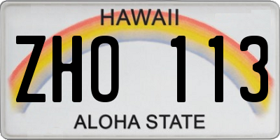 HI license plate ZHO113