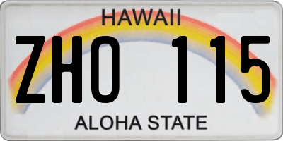 HI license plate ZHO115