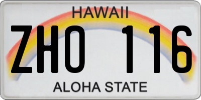 HI license plate ZHO116