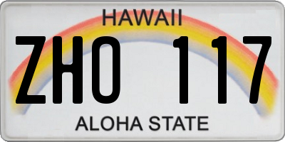 HI license plate ZHO117