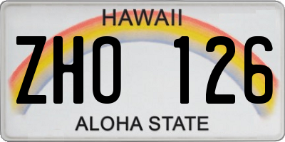 HI license plate ZHO126