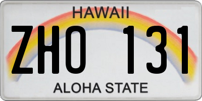 HI license plate ZHO131