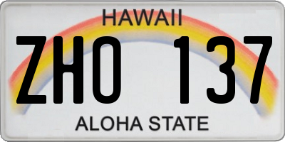 HI license plate ZHO137