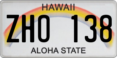 HI license plate ZHO138