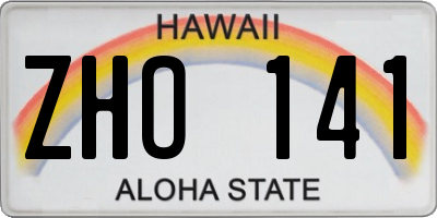 HI license plate ZHO141