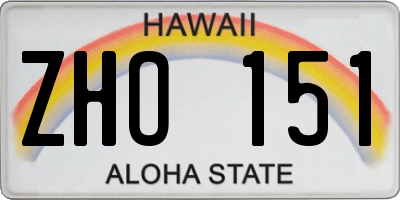 HI license plate ZHO151