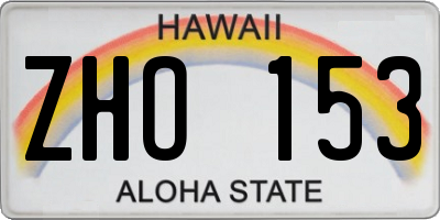 HI license plate ZHO153