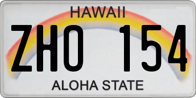 HI license plate ZHO154