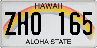 HI license plate ZHO165