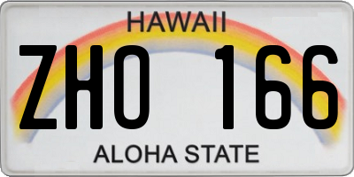 HI license plate ZHO166