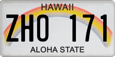 HI license plate ZHO171