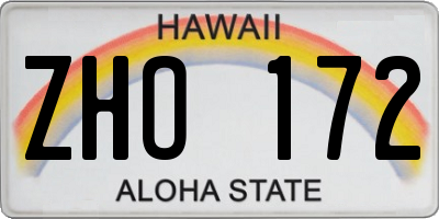 HI license plate ZHO172