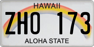 HI license plate ZHO173