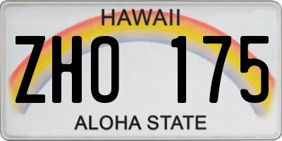 HI license plate ZHO175