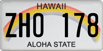 HI license plate ZHO178