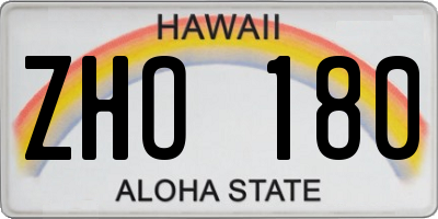 HI license plate ZHO180