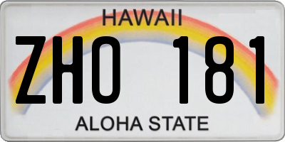 HI license plate ZHO181