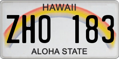 HI license plate ZHO183