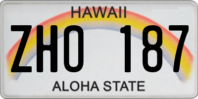 HI license plate ZHO187