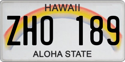 HI license plate ZHO189