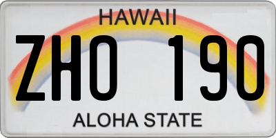 HI license plate ZHO190