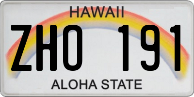 HI license plate ZHO191