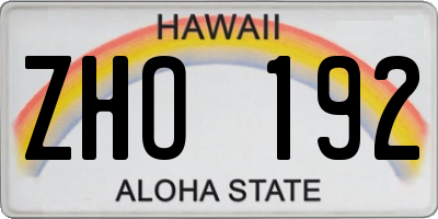 HI license plate ZHO192