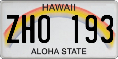 HI license plate ZHO193
