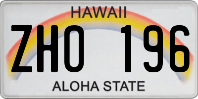 HI license plate ZHO196