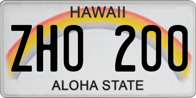 HI license plate ZHO200