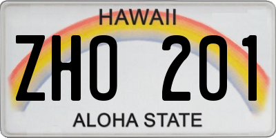 HI license plate ZHO201