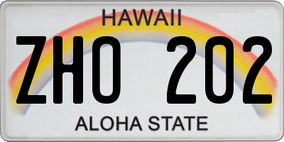 HI license plate ZHO202