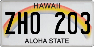 HI license plate ZHO203