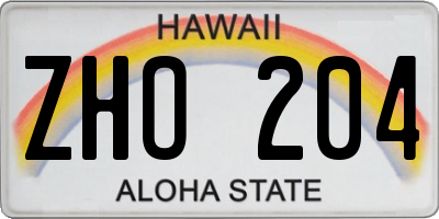 HI license plate ZHO204