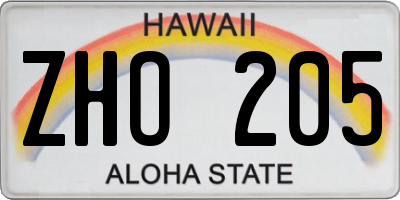 HI license plate ZHO205
