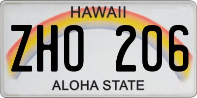 HI license plate ZHO206