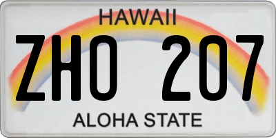 HI license plate ZHO207