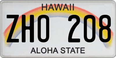 HI license plate ZHO208